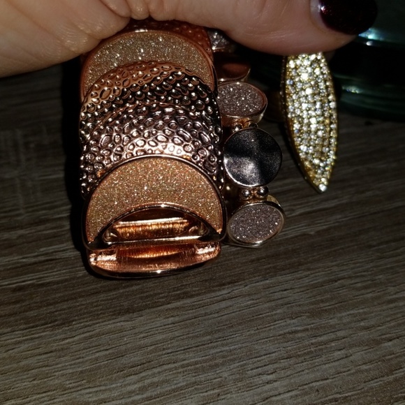 Bundled Two rose gold bracelets and gold ring sz 8 - Picture 2 of 4